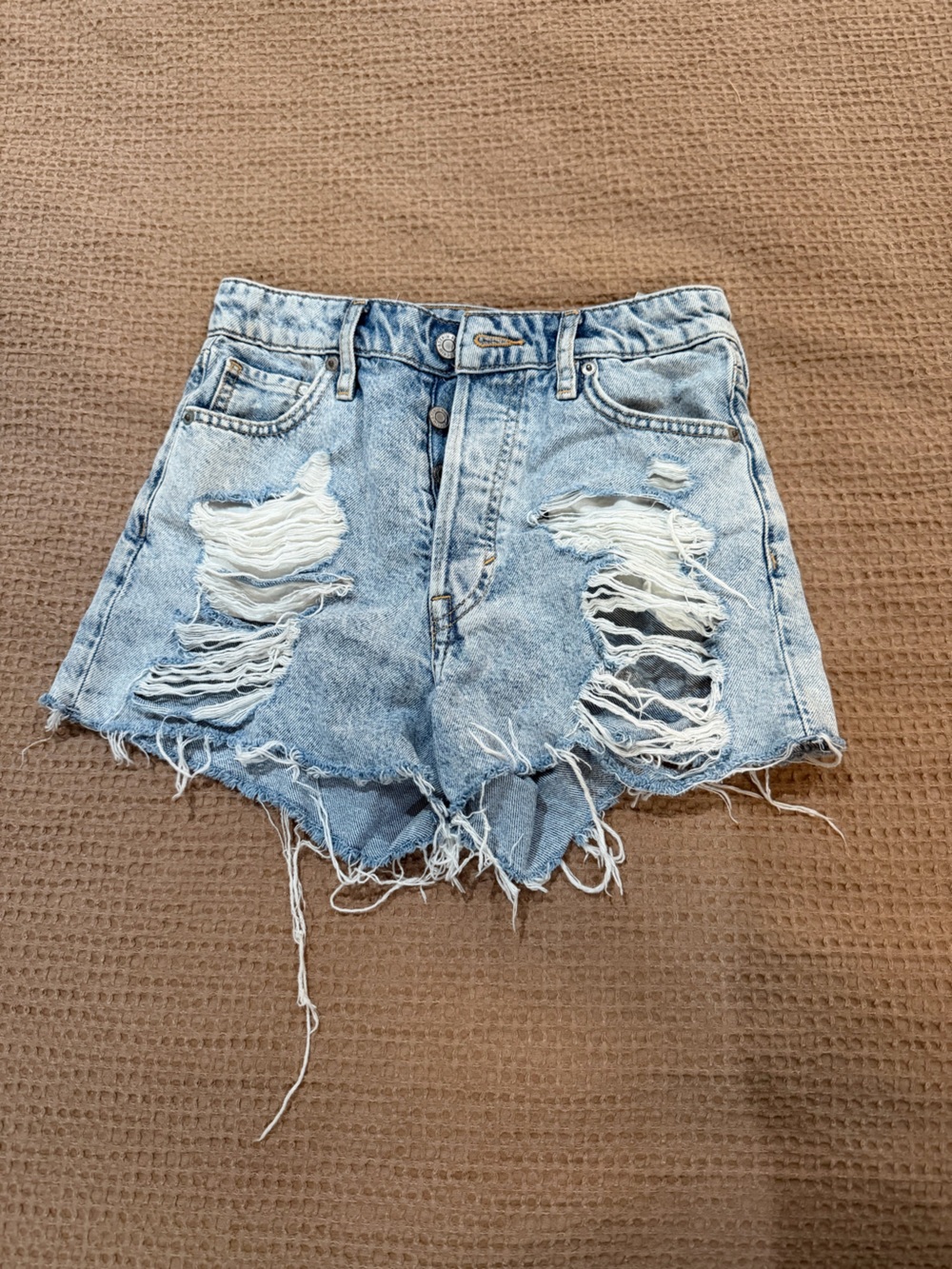 H&M Button Fly Distressed High-Rise Jean Shorts